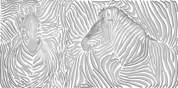 Grafické Pozadí Černá Bílá Zebra Kůže Hlavami — Stockový vektor
