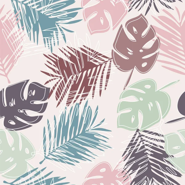 Vecteur Motif Coloré Sans Couture Avec Des Feuilles Tropicales — Image vectorielle