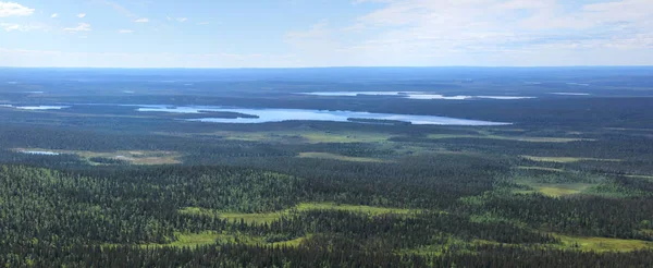 Hermosa Vista Panorámica Desde Caída Pallastunturi Sobre Bosques Lagos Pantanos — Foto de Stock