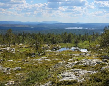Fin Lapland yaz sahne düştü Sarkitunturi düştü Yllastunturi ufukta ile gelen