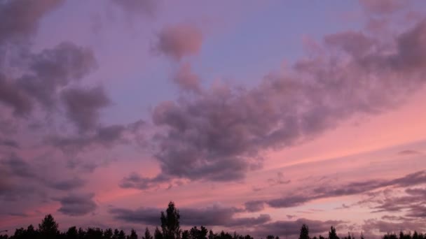 Los Colores Noche Dramático Cielo Nublado Las Nubes Que Mueven — Vídeo de stock