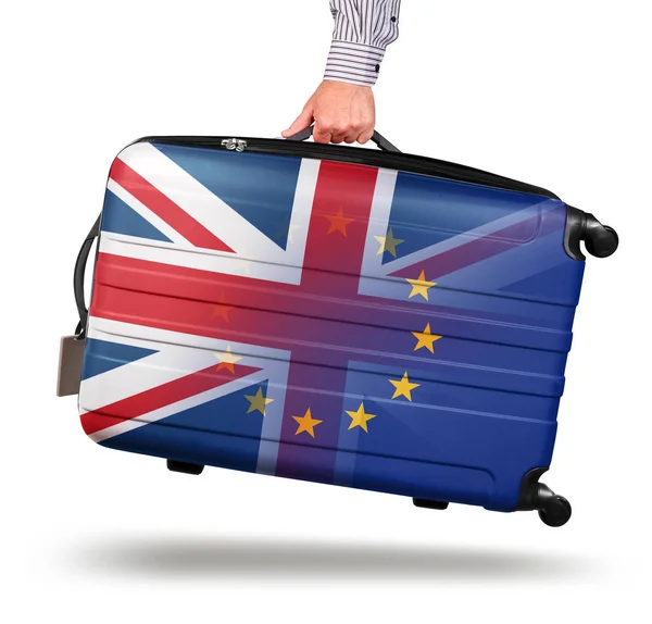 Nowoczesna walizka Union Jack opuszczający UE — Zdjęcie stockowe