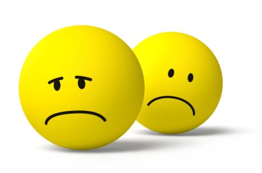 İki 3d emoji karakterleri üzgün ve mutsuz