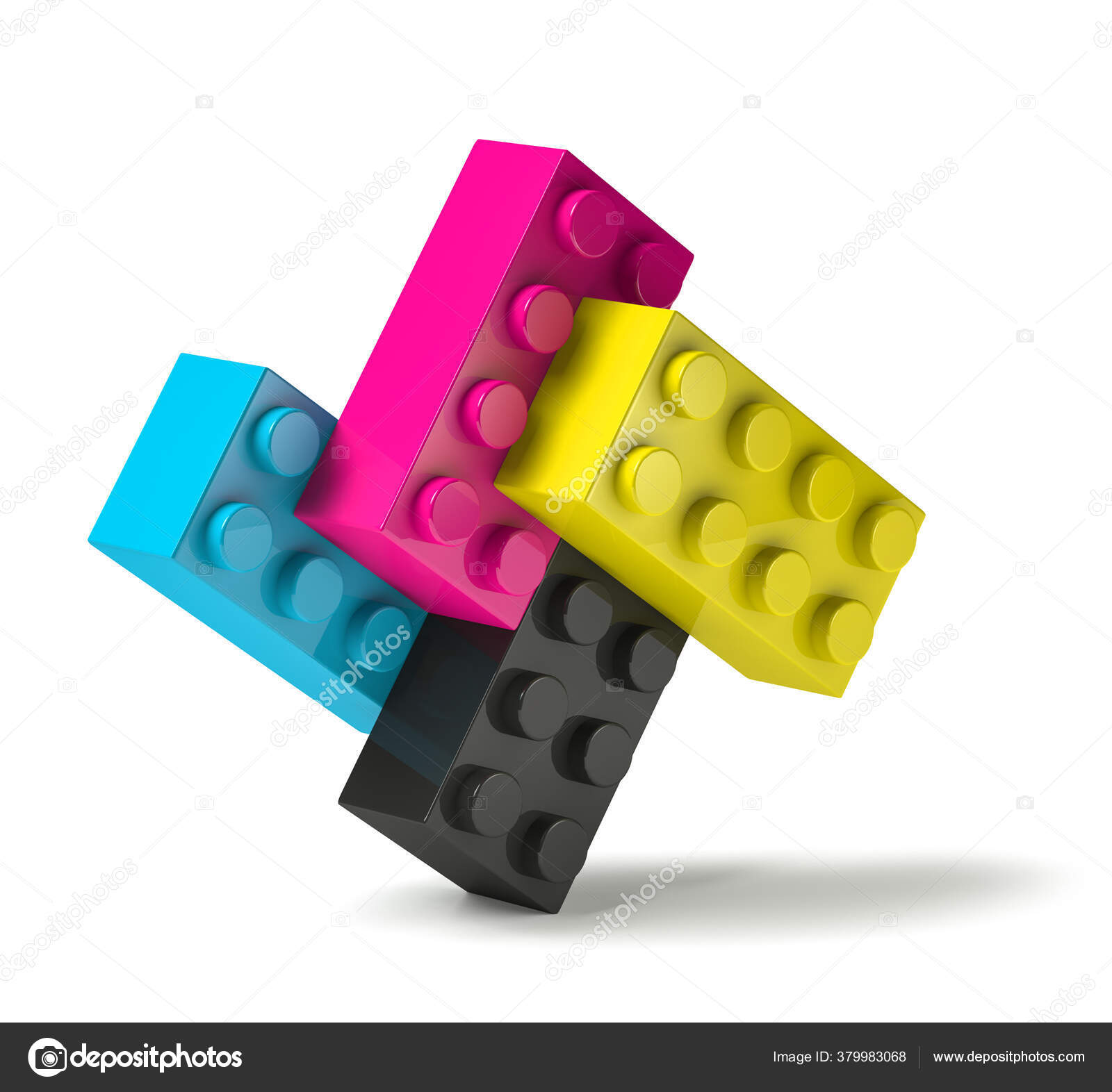 Toy Building Blocks Four Printing Process Cmyk Colors Cyan Magenta ...
