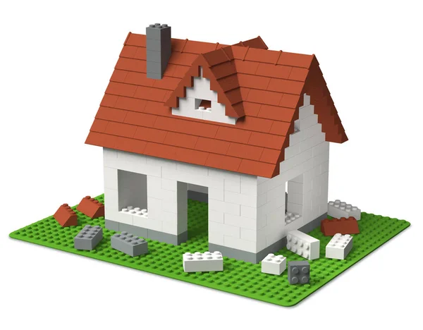 Building Home Concept Individual House Made Plastic Toy Building Blocks — Stock Photo, Image