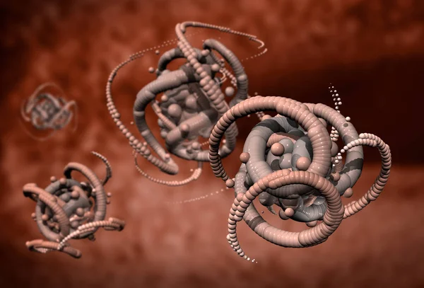 生物中に広がる新しいエイリアンウイルスの形成 — ストック写真