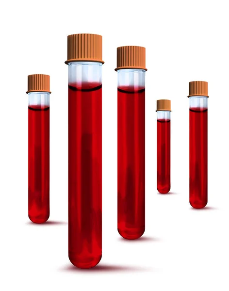 Reagenzgläser Voller Blut Für Medizinische Laboranalysen Und Coronavirus Test Isoliert — Stockfoto