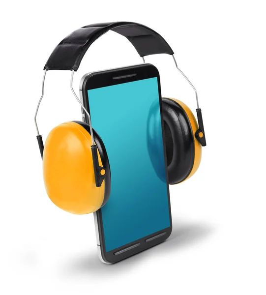 Smart Telefon Med Hörselskydd För Högljudd Konceptuell Illustration — Stockfoto