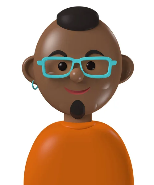 Мультиплікаційний Персонаж Аватар Молодий Або Середнього Віку Щасливий Чорний Чоловік — стокове фото