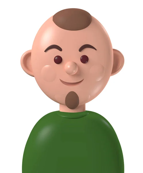 Cartoon Charakter Avatar Mladý Šťastný Bílý Muž Bradou Vousy Izolované — Stock fotografie