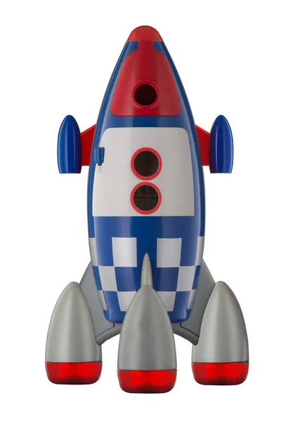 Childs Kunststof Raket Ruimteschip Geïsoleerd Witte Achtergrond — Stockfoto