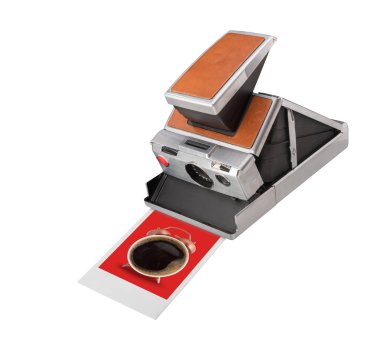 Anlık fotoğraf makinesi ile kahve çalar saat yazdırma