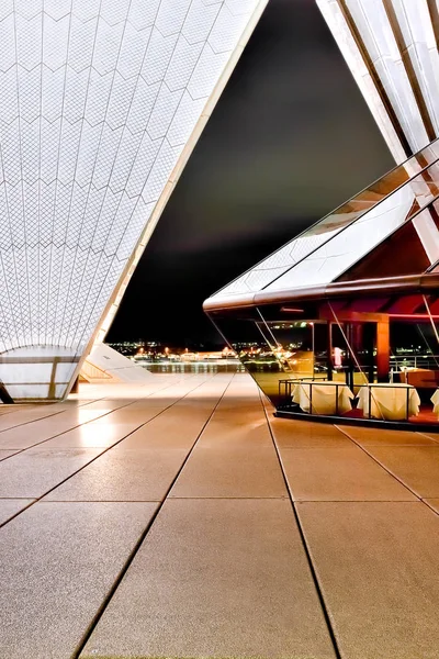 Sydney opera house shiny floor tiles inside with glass walls — Stock Photo, Image