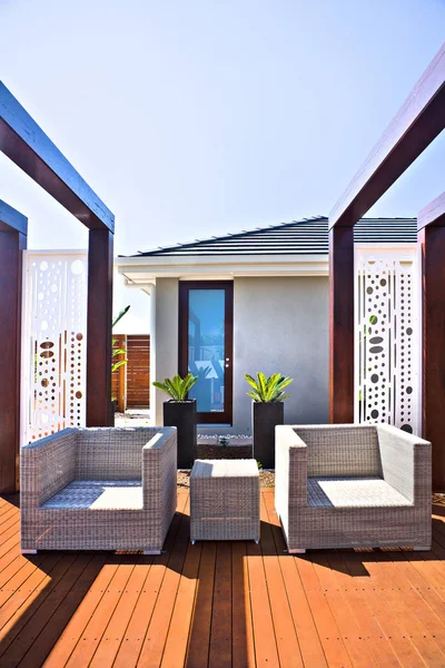 Close up of a modern patio area in a house — Stock Photo, Image