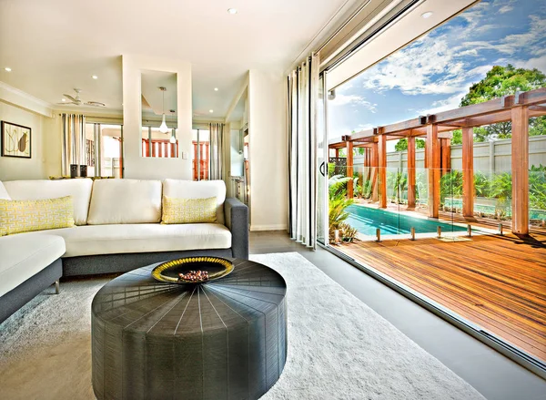 Modern house including a round chair on the floor — Stock Photo, Image