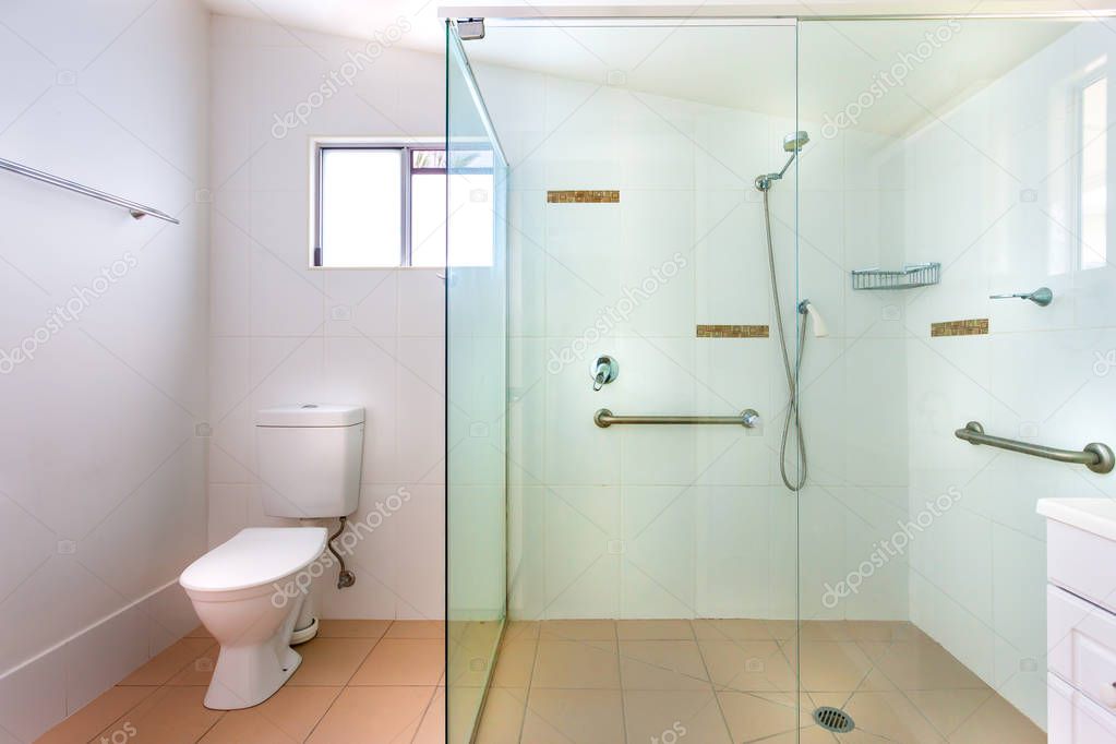 Simple bathroom with a big shower