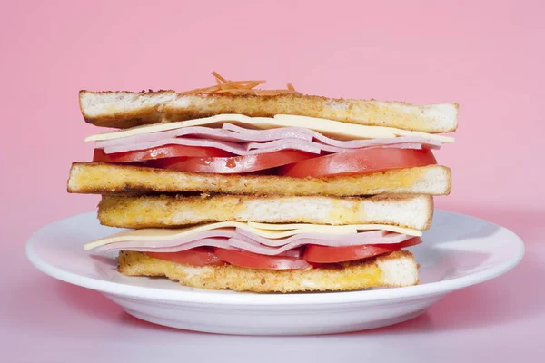 Biały danie z kolorowe sandwish — Zdjęcie stockowe