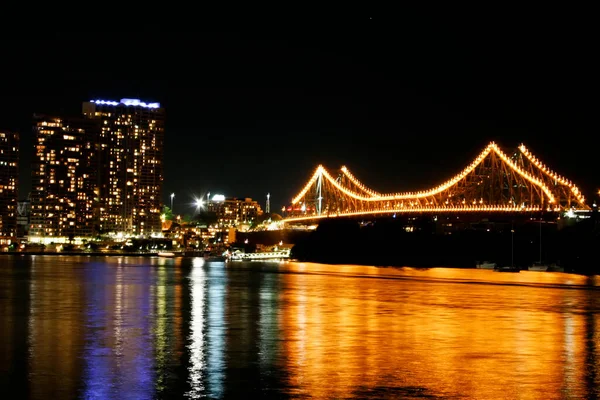 Ciudad Brisbane Río Brisbane Por Noche — Foto de Stock