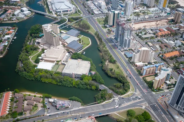 Centro Una Gran Ciudad Costera Con Rascacielos Altos Situados Una — Foto de Stock