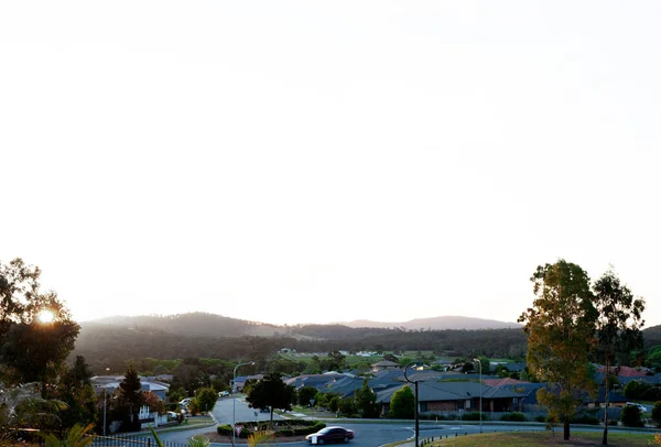 Casas Paisagem Bairro Durante Pôr Sol Foto Alta Qualidade — Fotografia de Stock