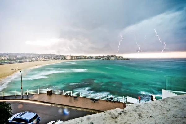 Tempête Foudre Sur Plage Bondi Sufers Paradise Queensland Australie Festival — Photo