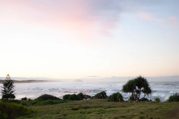 Ισχυρά Κύματα Που Συνθλίβουν Βράχια Στην Ακτή Hastings Αυστραλία — Φωτογραφία Αρχείου