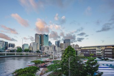 Brisbane, Queensland, Avustralya 'nın Brisbane Central iş bölgesinin manzarası