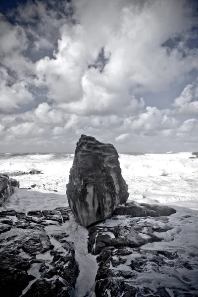 大浪在岩石上冲撞 邦迪澳大利亚 澳大利亚悉尼塞蒂海滩的风暴海 太平洋沿岸的新鲜空气和飞溅的海洋 — 图库照片