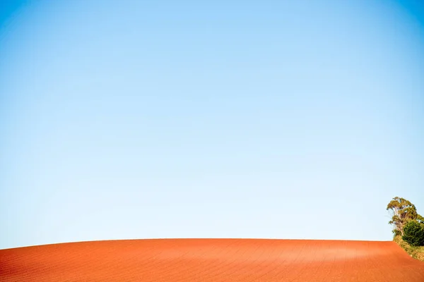 Imagem Paisagística Deserto Com Areia Vermelha Céu Limpo — Fotografia de Stock