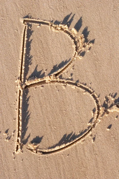 B - Alphabet letter written on sand — Stock Photo, Image