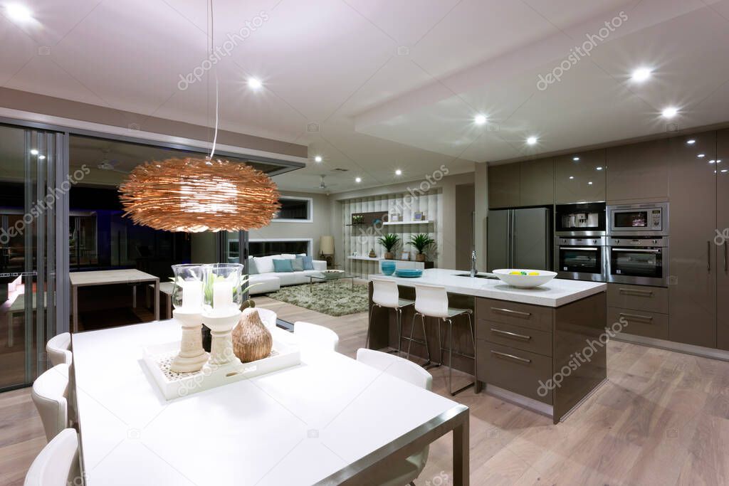 Interior shot of modern and luxury kitchen design