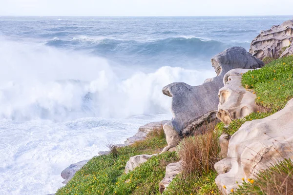 岩の上で嵐の波がクラッシュ、ボンディオーストラリア — ストック写真