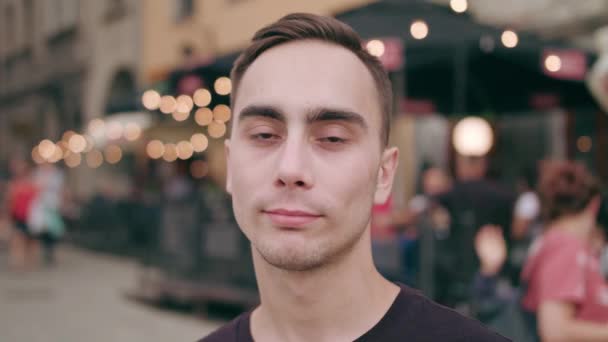 Happy Smiling Man in Town — Stock Video