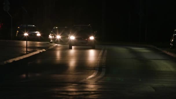 Cars on the Road at Night — Stock Video