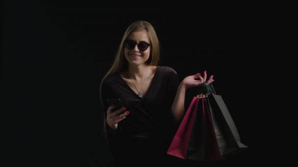 Woman Black Friday Shopping — Stock Video