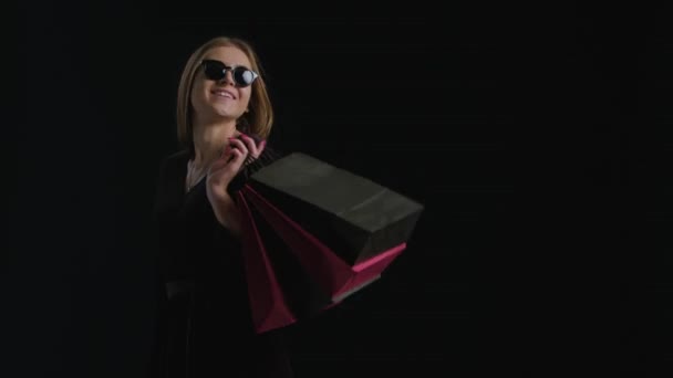 Woman Black Friday Shopping — Stock Video