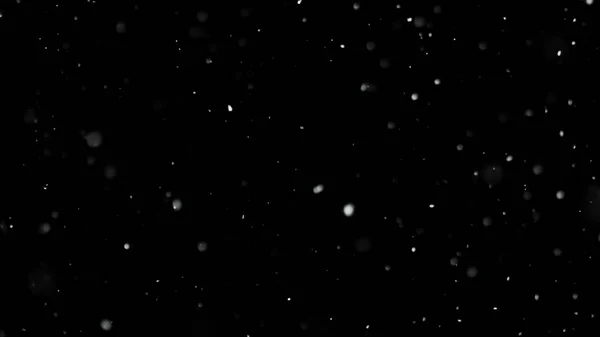 Nieve blanca cayendo sobre fondo negro aislado — Foto de Stock