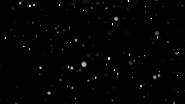 White Snow Falling Fundo Preto Isolado Shot Flying Snowflakes Bokeh — Fotografia de Stock