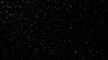 İzole edilmiş Kara Arkaplan 'a Beyaz Kar Düşüşü, Uçan Kar Taneleri' nin Çekimi Bokeh, Toz Parçacıkları veya Havadaki Toz. Tatil Kaplama Efekti