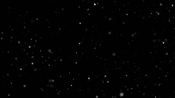 White Snow Falling on Isolated Black Background — Stock Photo, Image
