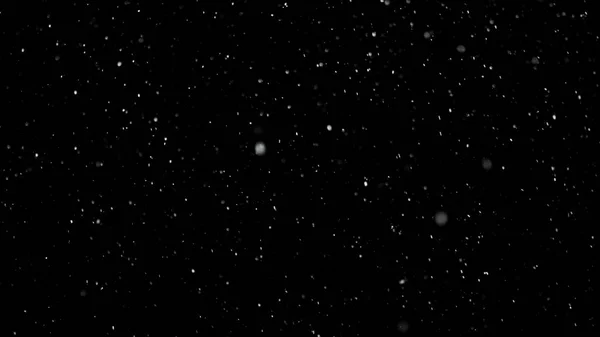 White Snow Falling na odizolowanym czarnym tle — Zdjęcie stockowe