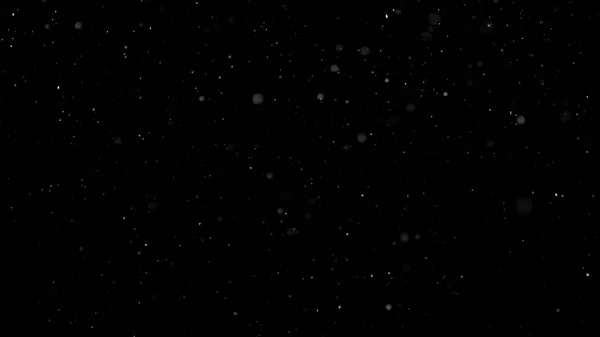 White Snow Falling on Isolated Black Background — Stock Photo, Image