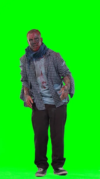 Sağ üst köşesinde parmak noktalarda korkunç zombi — Stok fotoğraf