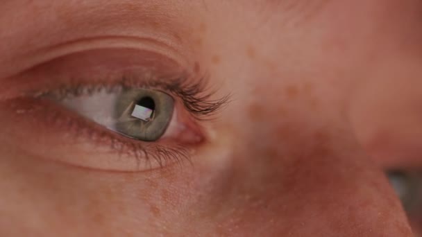 Close-up Beautiful Blue Eye — Stock Video