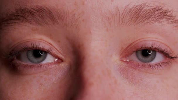 クローズ アップの美しい青い目 — ストック動画