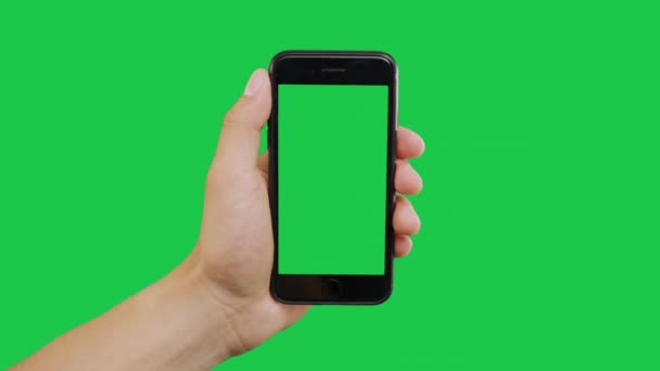 スマートフォンの緑の画面をクリック — ストック動画