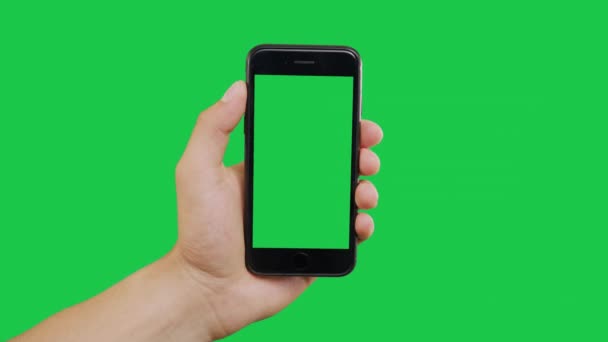 Περιστρέφει Smartphone Πράσινη οθόνη — Αρχείο Βίντεο