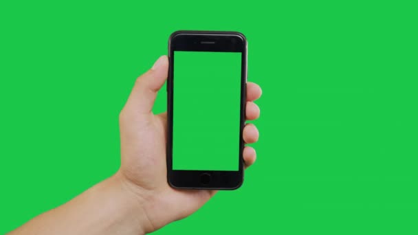 Περιστρέφει Smartphone Πράσινη οθόνη — Αρχείο Βίντεο