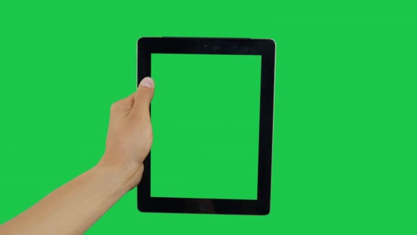 Haga clic en la pantalla verde tableta digital — Vídeos de Stock