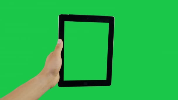 Svep Digital Tablet grön skärm — Stockvideo